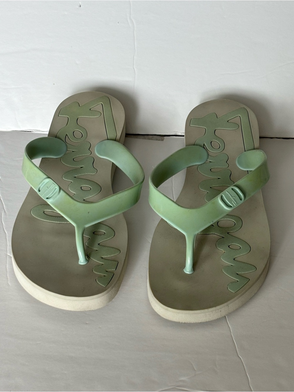 Salvatore Ferragamo Mint Green Jelly Flip Flops
